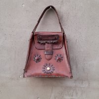 Стара дамска кожена чанта #21, снимка 1 - Антикварни и старинни предмети - 41964658