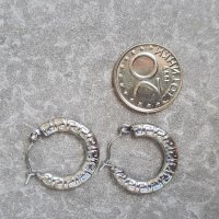 Нови стоманени обеци халки, сребристо , снимка 2 - Обеци - 41802790