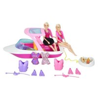 Розова лодка с 2 кукли , 2 кучета и аксесоари, снимка 1 - Кукли - 39174825