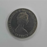 Юбилейна монета 25 пенса Гърнси 1980г. , снимка 2 - Нумизматика и бонистика - 41472075