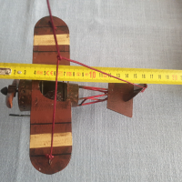 Старинен ръчно изработен метален самолет-окопно изкуство, снимка 4 - Антикварни и старинни предмети - 44586853