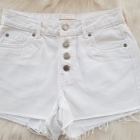 Бели къси дънки с висока талия размер S, снимка 8 - Панталони - 41681647