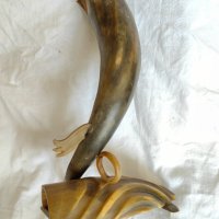 Голяма Старинна Колекционерска Фигура Риба изработена от Рог., снимка 2 - Антикварни и старинни предмети - 41519633