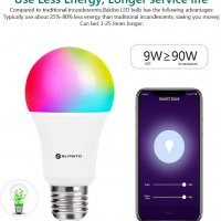 Bakibo Smart WiFi LED лампа, 9W 1000Lm, RGB, 2700-6500K, E27, Alexa и Google Home, снимка 4 - Лед осветление - 40089525