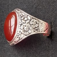 Стар турски сребърен пръстен с Карнеол - камъкът на любовта и здравето, снимка 7 - Пръстени - 40446795