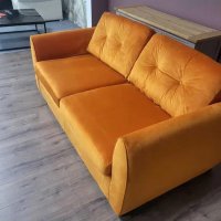 Оранжев диван от плат двойка с функция сън, снимка 7 - Дивани и мека мебел - 42541007