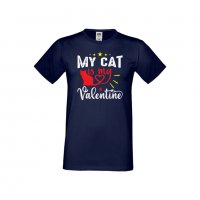 Мъжка тениска Свети Валентин My Cat Is My Valentine 1, снимка 7 - Тениски - 35715778