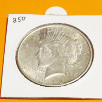 Много рядък голям сребърен  долар на мира, Peace dollar 1922 г.Philadelphia Mint, снимка 3 - Нумизматика и бонистика - 36118045