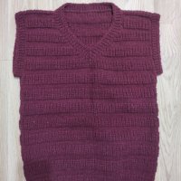 НОВ ръчно плетен вълнен мъжки елек, размер Л, снимка 2 - Пуловери - 42369686