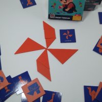 ХИТ! " Pocket tangram " 2бр. дървен Джобен танграм с шаблони в кутия, снимка 4 - Образователни игри - 40632532