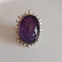 Масивен, авторски, сребърен пръстен с естествен аметист, снимка 6 - Пръстени - 41668017