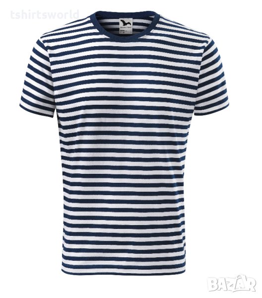 Нова мъжка моряшка тениска, тъмносиньо/бяло райе, снимка 1