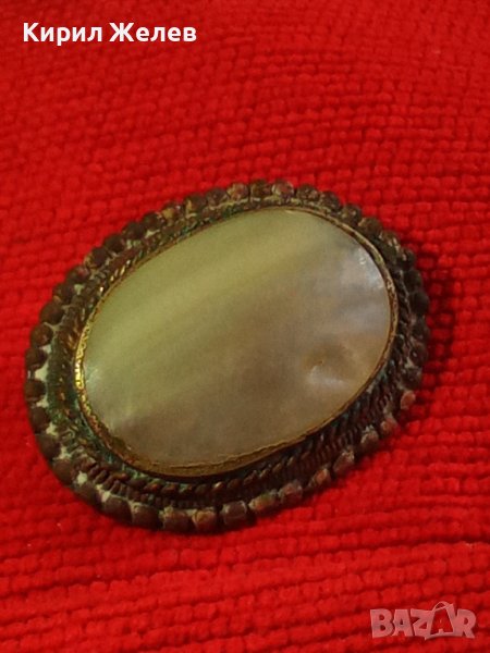 СТАРА ПОСРЕБРЕНА СКЪПОЦЕННА АРТ ДЕКО БРОШКА с БЯЛ ИВИЧЕСТ АХАТ БИЖУ МАЙСТОРСКА РЪЧНА ИЗРАБОТКА 25378, снимка 1