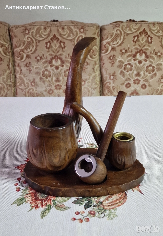 🌟🍂 Декоративен винтидж комплект с дървени лули 🍂🌟, снимка 1