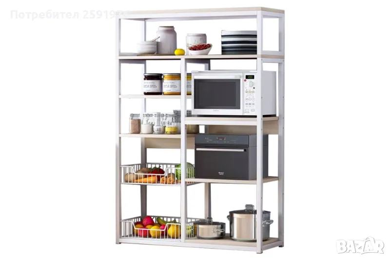 Кухненска етажерка Puzzle-home Leena, Метална рамка и MDF, 80x30x142см, снимка 1