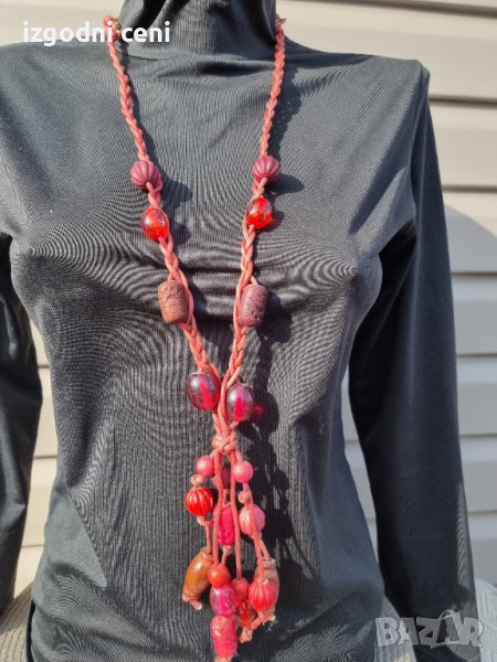 Дълго колие в червено (модел 3), снимка 1