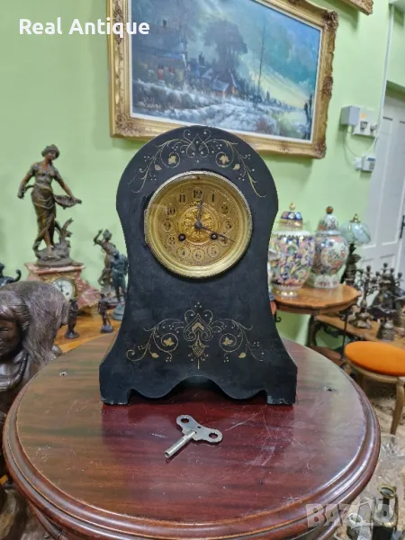 Прекрасен антикварен колекционерски френски каминен часовник , снимка 1