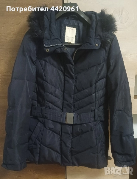 Дамско зимно яке с пух на яката, снимка 1