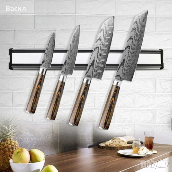 Поставка за кухненски ножове с магнит от алуминий, снимка 1