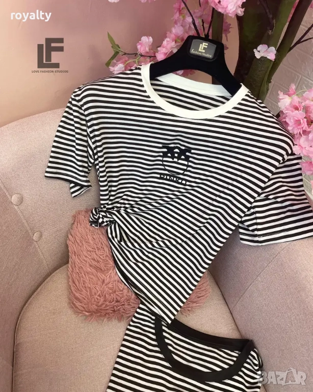 Pinko Тениска LFS Birds Stripes 9067, снимка 1