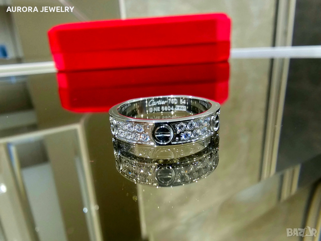 CARTIER Love Band White Gold Paved Diamonds Пръстен, снимка 1