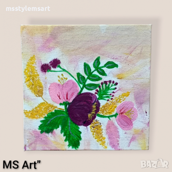 Мини картина с цветя, снимка 1