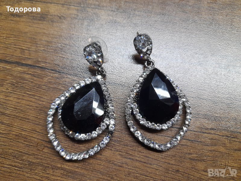 Обици - черен камък, снимка 1