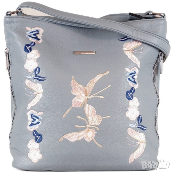Нежна дамска чанта с флорална бродерия, снимка 1