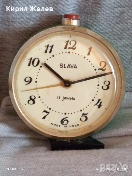 Стар механичен будилник СЛАВА СССР рядък за КОЛЕКЦИЯ ДЕКОРАЦИЯ 49196, снимка 1