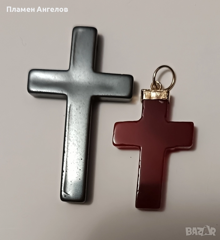 Арт кръстчета 2 брояот хематит и карнеол, снимка 1