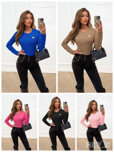 Дамска тениска с дълги ръкави и декоративен принт Burnice, 5цвята , снимка 1