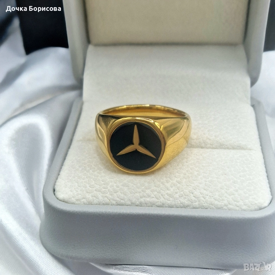 Golden Mercedes Star- мъжки пръстен с позлата , снимка 1