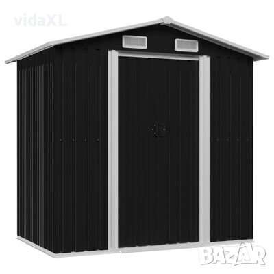 vidaXL Градинска барака за съхранение антрацит стомана 204x132x186 см(SKU:47028, снимка 1