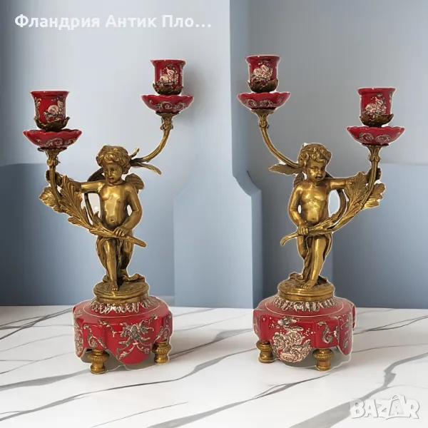 Чифт свещници - Ангели Red, снимка 1