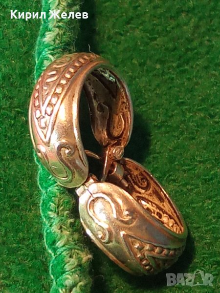 ОРНАМЕНТИРАНИ РЕТРО АРТ СРЕБЪРНИ ОБЕЦИ СРЕБРО 925 РЪЧНА МАЙСТОРСКА СТАРА ИЗРАБОТКА 18586, снимка 1