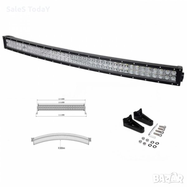 Лед Бар 240W, извит led bar, 80 диода, 240W, дължина 107см/ 5.5см., черен, снимка 1