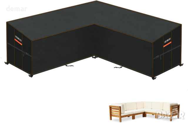 HEIMUNI Калъф за градински ъглов диван, водоустойчив, ветроустойчива анти-UV, 237x237x100x80/65cm