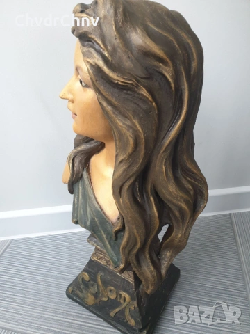 Solome статуя 60см-4кг/Арт Деко стара теракота фигура-бюст на жена, снимка 3 - Статуетки - 53004041