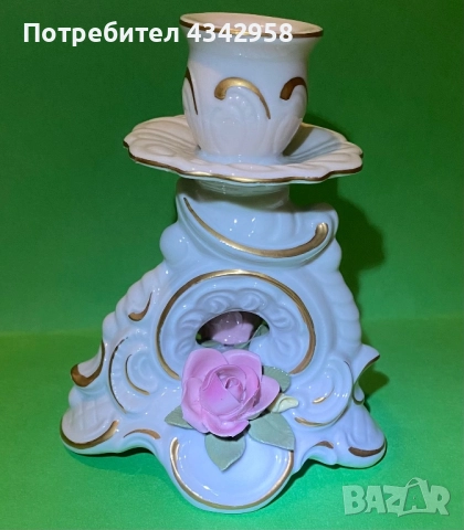 Dresden style.1935-1955г. Порцеланов свещник., снимка 2 - Антикварни и старинни предмети - 52468106
