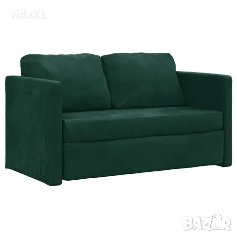 vidaXL Подов разтегателен диван 2-в-1 тъмнозелен 122x204x55 см кадифе