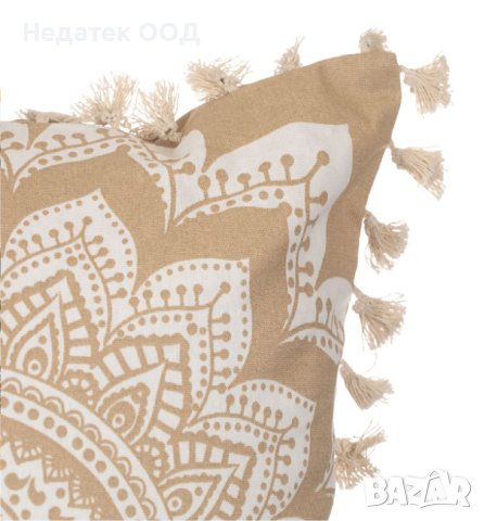 Декоративна  възглавница, Mandala Tassels, 45x45cм, Бежово/ бяло, снимка 3 - Възглавници - 40998204
