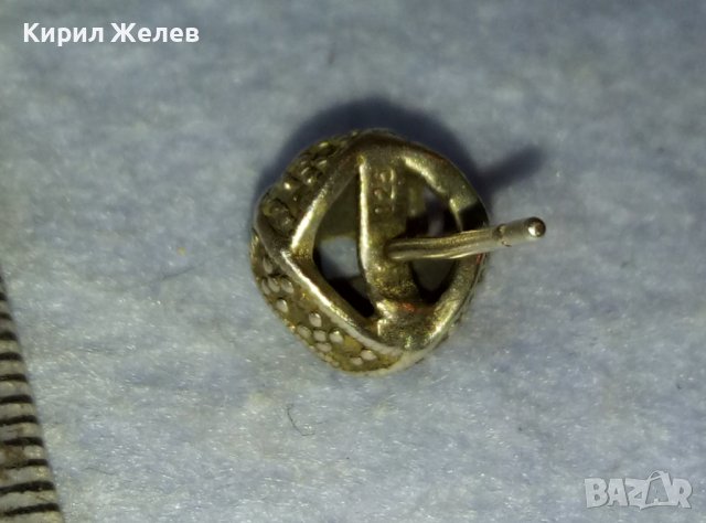 СТАРА АЖУРНА СКЪПОЦЕННА СРЕБЪРНА РЕТРО ОБЕЦА СРЕБРО 925 с МАРКАЗИТИ 40192, снимка 6 - Обеци - 42475921