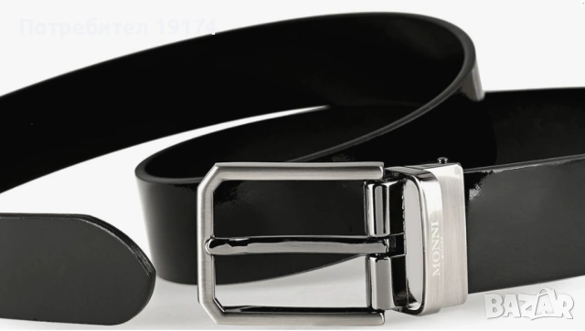 Лачен Колан от естествена кожа с метална тока MONNI Milano, снимка 4 - Колани - 53815806