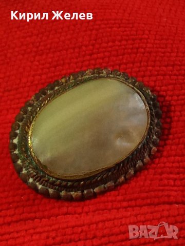 СТАРА ПОСРЕБРЕНА СКЪПОЦЕННА АРТ ДЕКО БРОШКА с БЯЛ ИВИЧЕСТ АХАТ БИЖУ МАЙСТОРСКА РЪЧНА ИЗРАБОТКА 25378