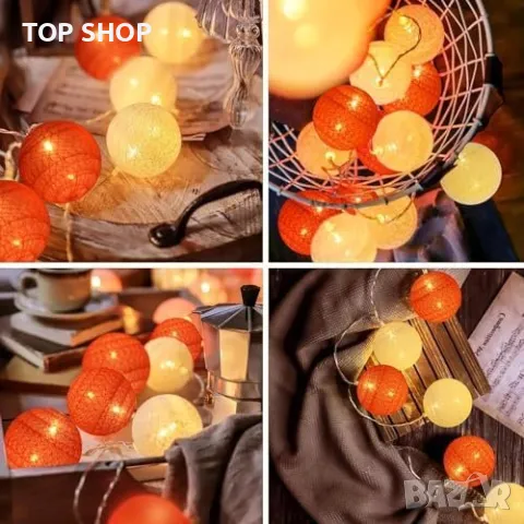 Нови Топки 20 LED Феерични Светлини с Дистанционно Управление Топки Украса Коледа, снимка 4 - Пана - 49956930