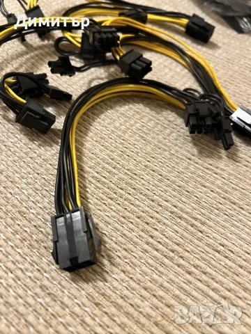 PCIe Захранващи Разклонители 6-Pin Към 2× 6+2-Pin За Видеокарти И Компютърни Захранвания, снимка 2 - Кабели и адаптери - 56199860