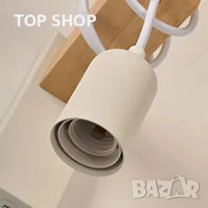 SENFAY индустриална ретро лампа с ключ и щепсел нощна лампа от дърво и метал е27, снимка 8 - Лампи за стена - 49093030