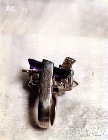 Сребърен пръстен с аметист , снимка 11 - Пръстени - 41025632
