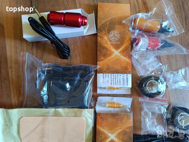 ЧИСТО НОВ комплект за татуировки, машина за татуировки, комплект ротационни писалки с патрони, захра, снимка 5 - Друга електроника - 50694235