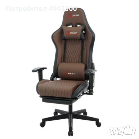 Ергономичен геймърски стол бордо с поставка за крака, регулируема височина и 3D подлакътници, снимка 9 - Геймърски - 56075298
